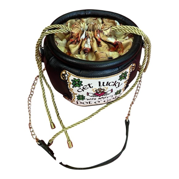 Betsey johnson RARE collectors Black Pot O' Gold Bag Get Lucky - Picture 5 of 12